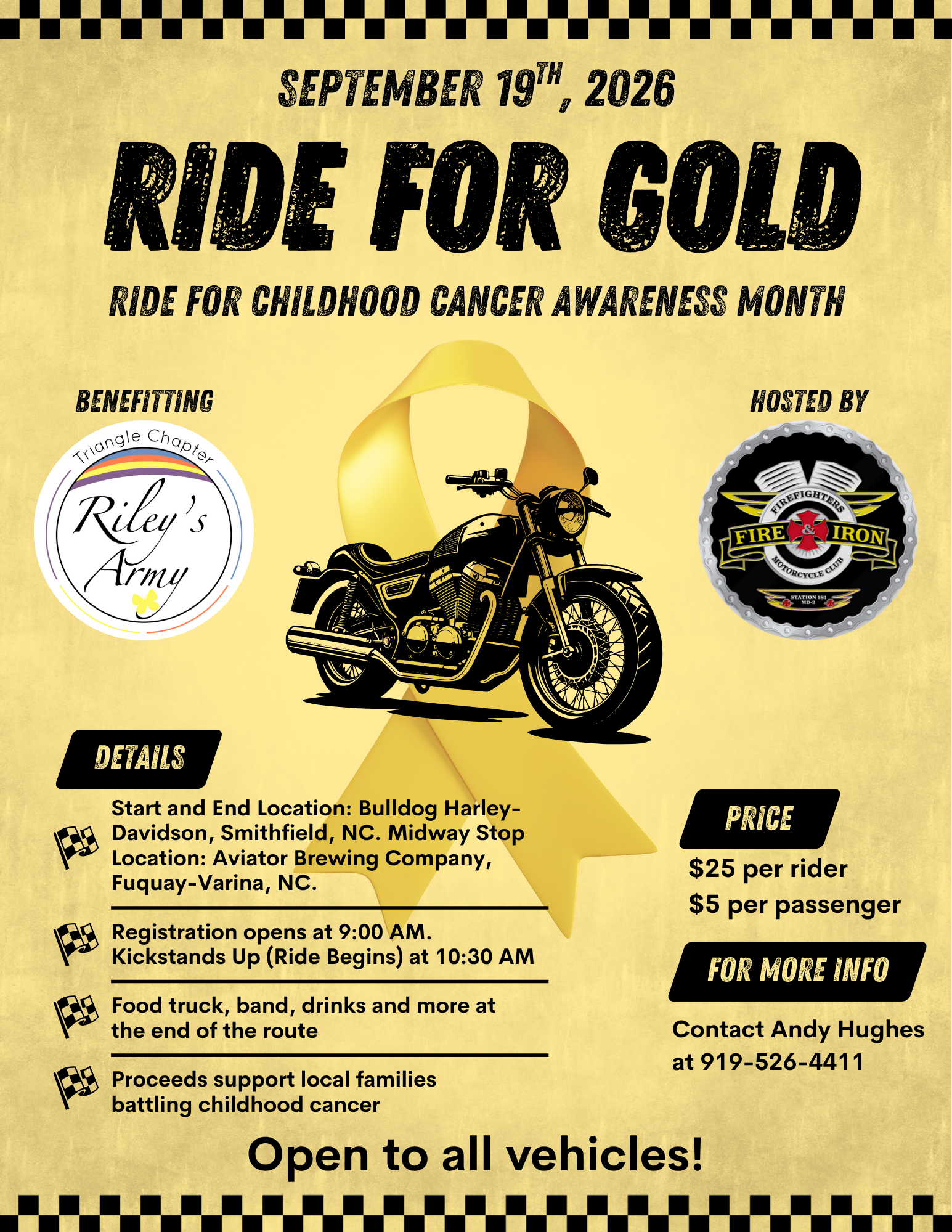 2026 ride for gold motorcycle ride